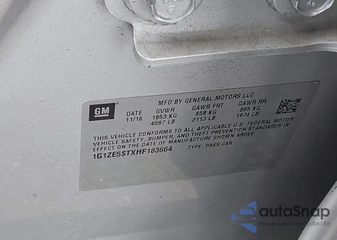 2017 Chevrolet Malibu 1Lt z USA, uszkodzony, nr VIN 1G1ZE5STXHF183664